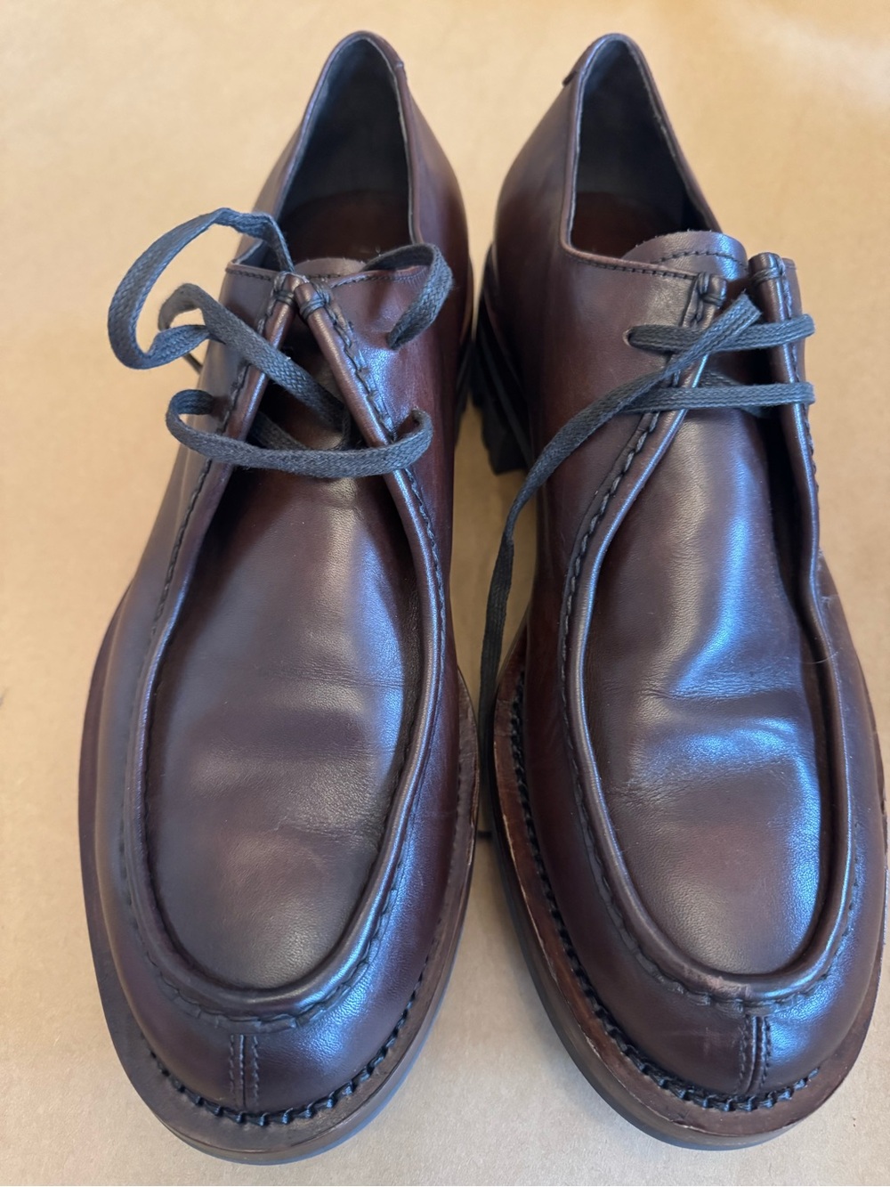 Prada Men's Dark Brown Leather Chukka Boots